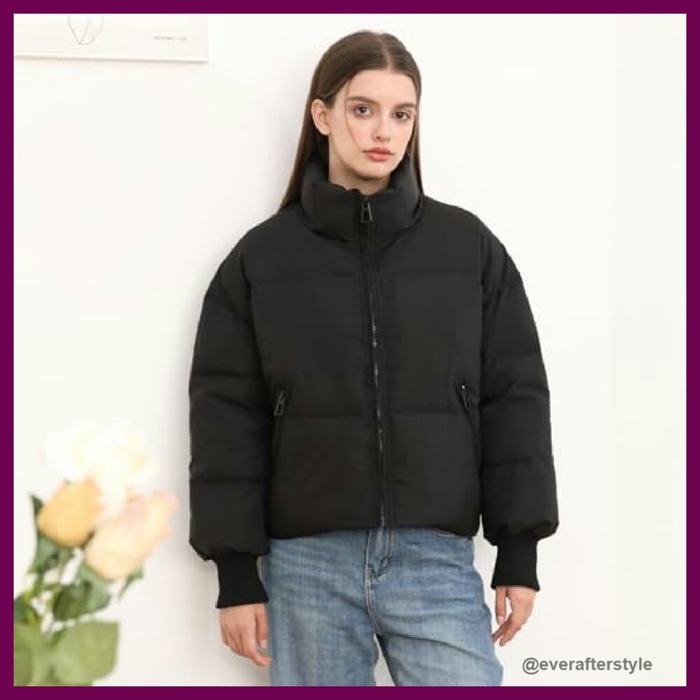 Cropped Puffer Jacket Oversized Chic Winter Coat … - image 6